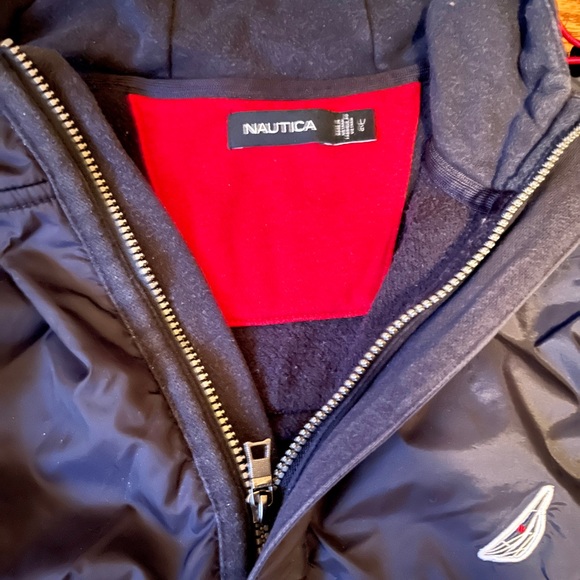 Nautica Navy Blue 1/4 Zip Hooded Sweater Jacket Size L - Picture 4 of 6